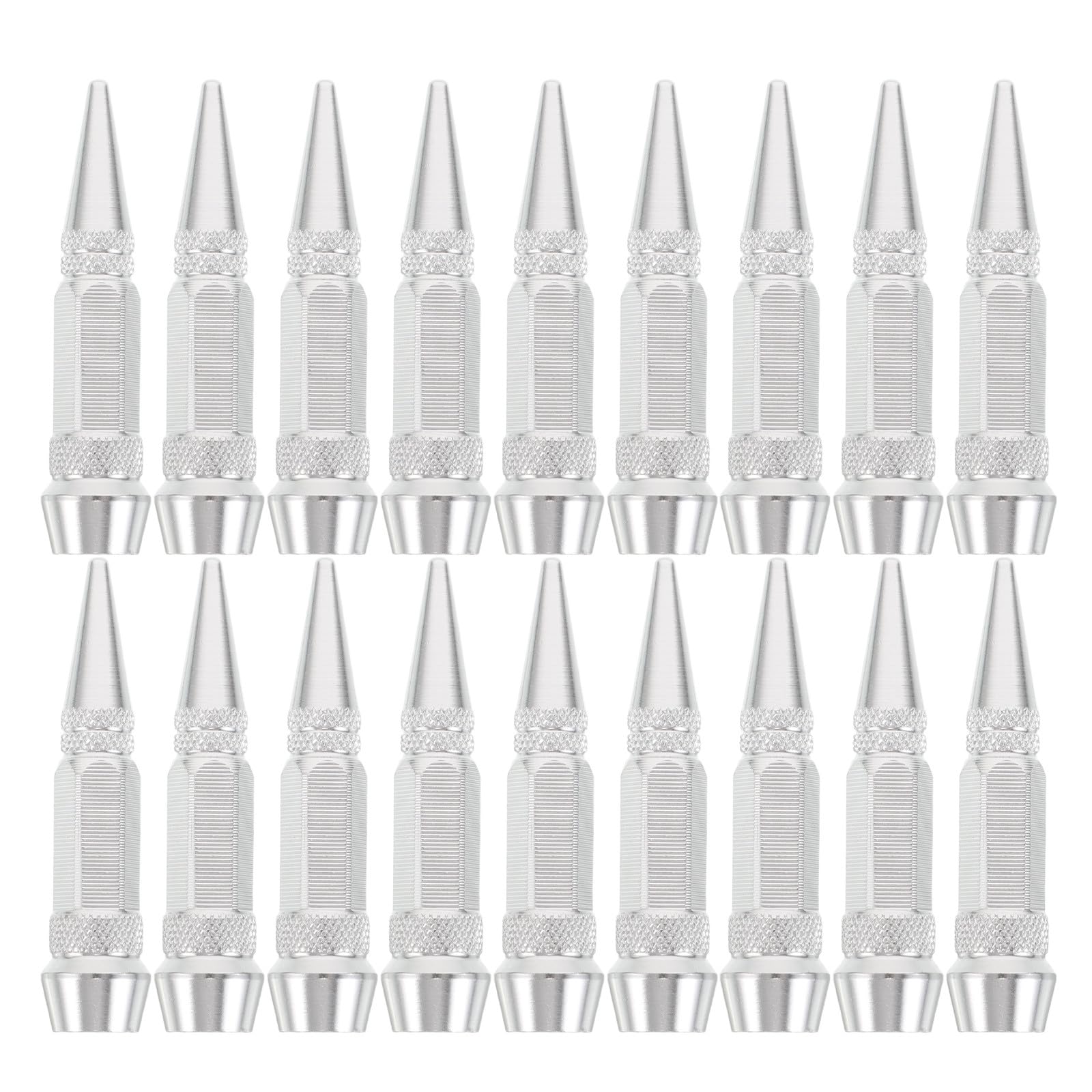 UPKOCH 40 Bouchons de Valve de Pneu en Aluminium argenté : 60 mm, à Visser, avec Pointe métallique, pour Voitures, Motos et Roues de véhicules - Rallonges pour valves de gonflage