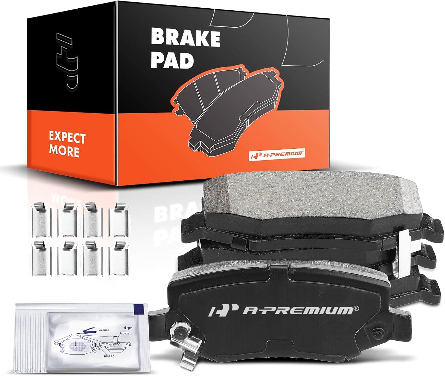 A-Premium Rear Ceramic Brake Pads Set Compatible with Dodge and Jeep Models - Nitro 2007-2011, Liberty 2008-2012, Wrangler 2007-2017, Wrangler JK 2018, with Hardware, 4-Pack