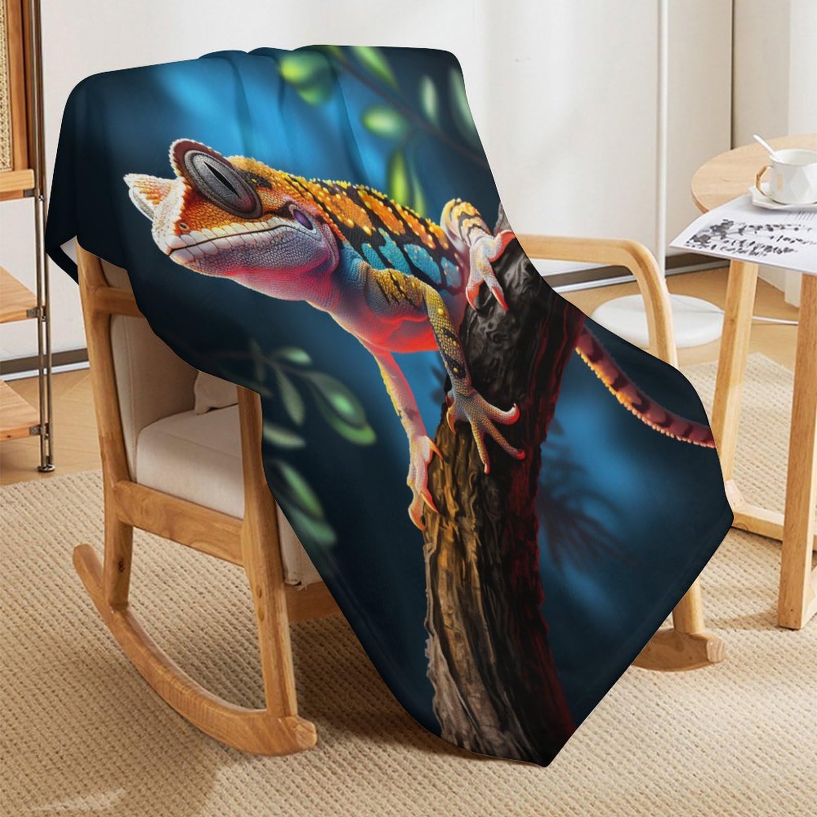 Kuscheldecke Flauschige Sofa Decke, Chamäleon Super Weich & Flannel Fleecedecke Als Tagesdecke, Sofaüberwurf, Wohndecke（140×180cm）