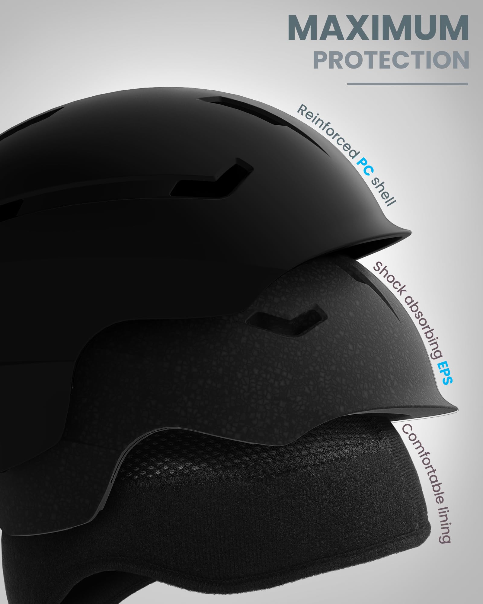 OutdoorMaster Skihelm-Set, Snowboard-Helm mit Brille für Erwachsene - 12 Belüftungsöffnungen - Skihelme für Männer, Frauen und Jugendliche