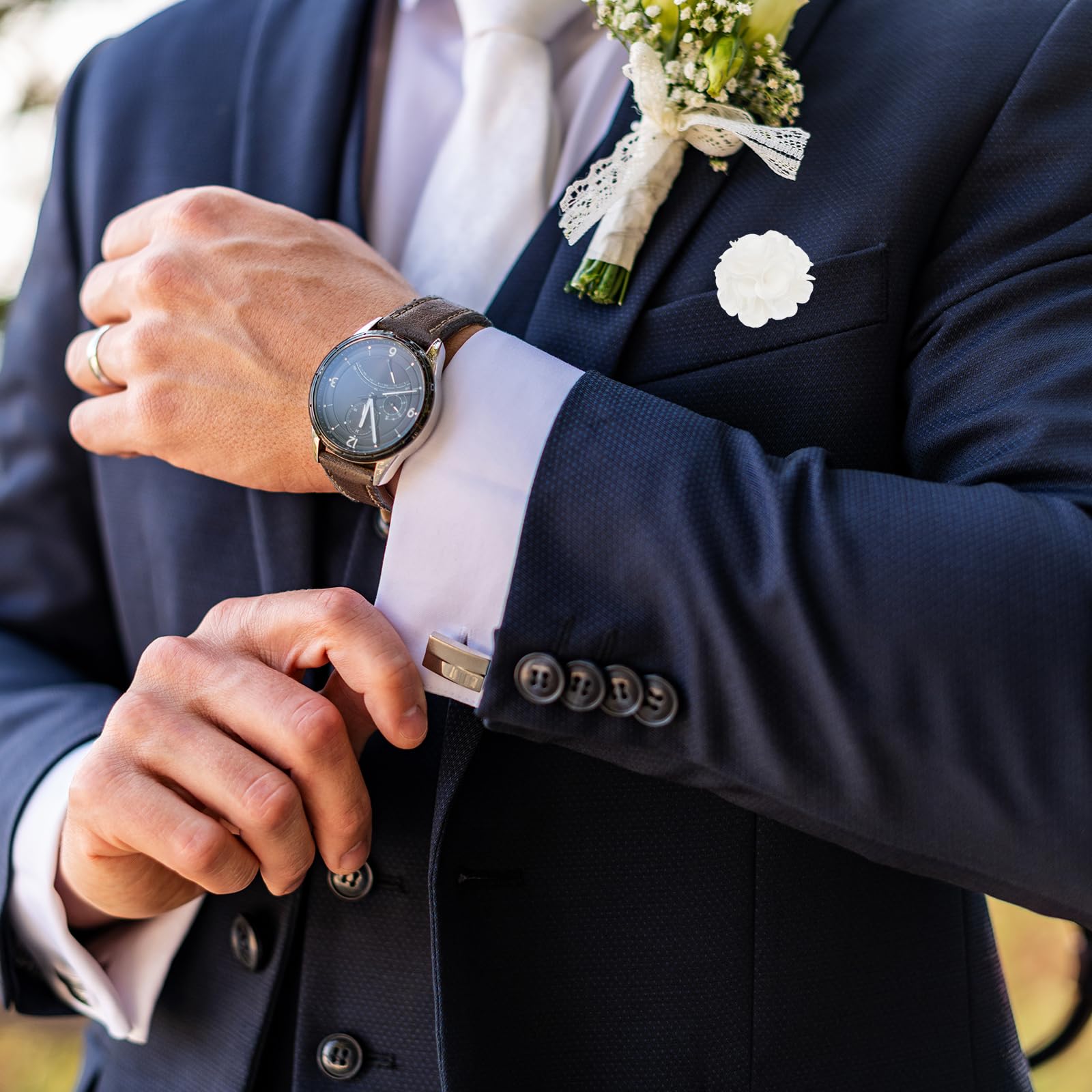 PATIKIL Boutonnieres przypinka kwiatowa, 2 szt. przypinka do klapy dla mężczyzn, kwiat kamelii, do garnituru, na ślub, ukończenie szkoły, rocznicę, broszka, akcesoria do stroju na ukończenie szkoły,