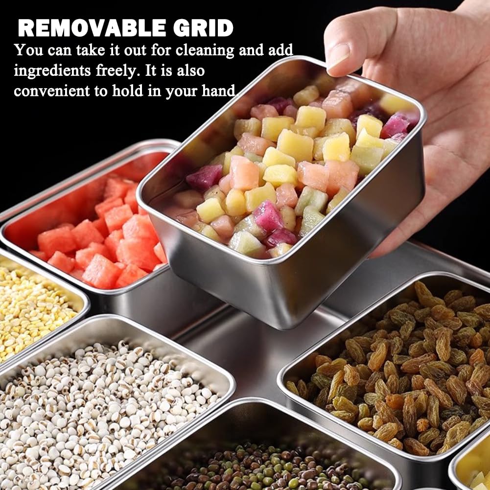 Bandeja para servir pizza con 8 compartimentos, bandeja de buffet de acero inoxidable para condimentos fríos y exhibición de alimentos, perfecta para camareros y mostradores de servicio de alimentos