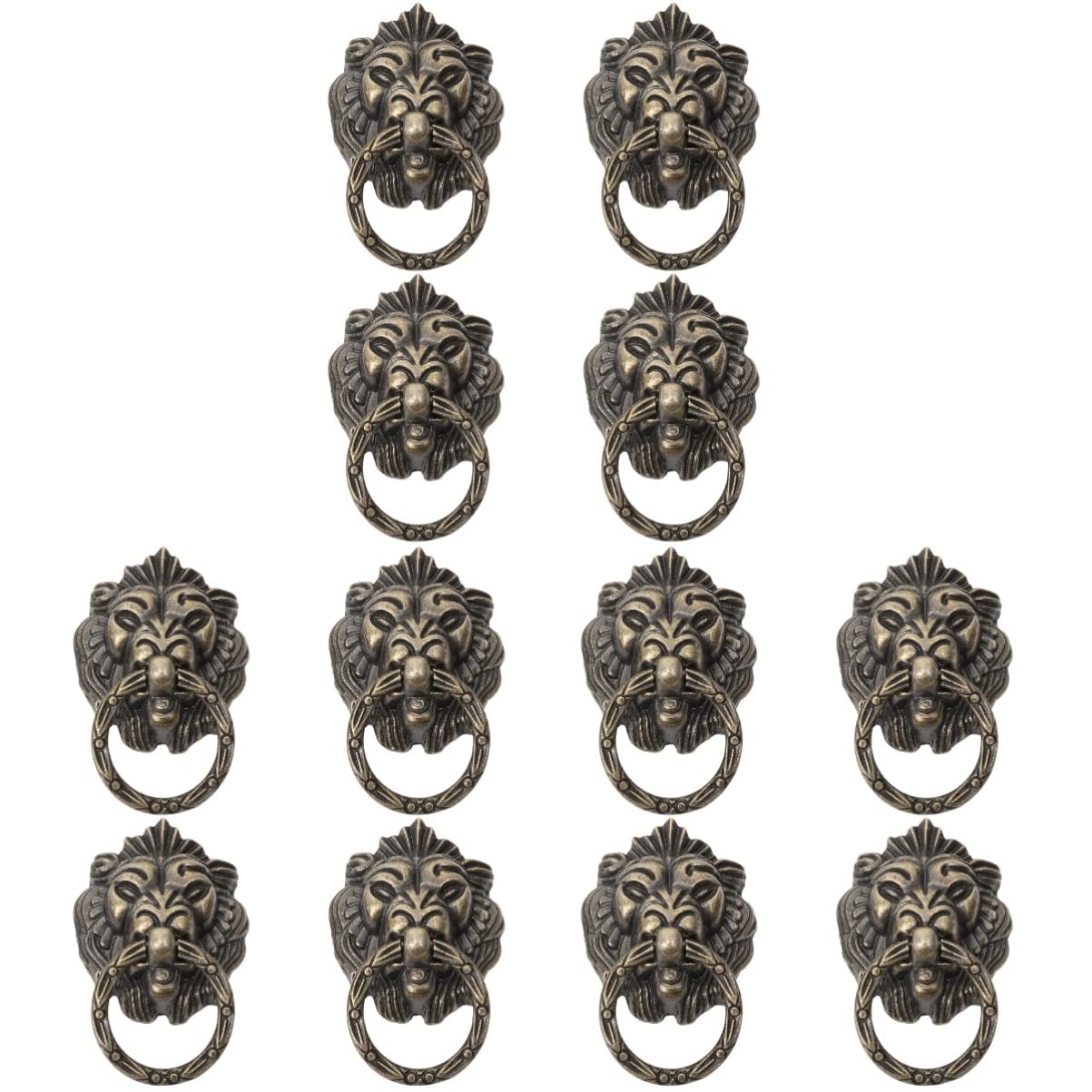 DOITOOL 12pcs Antique Door Pull Handle Lion Head Design Cabinet Pull Handle for Drawer Knob Chinese Style Furniture for Wardrobe and Kitchen Cabinet