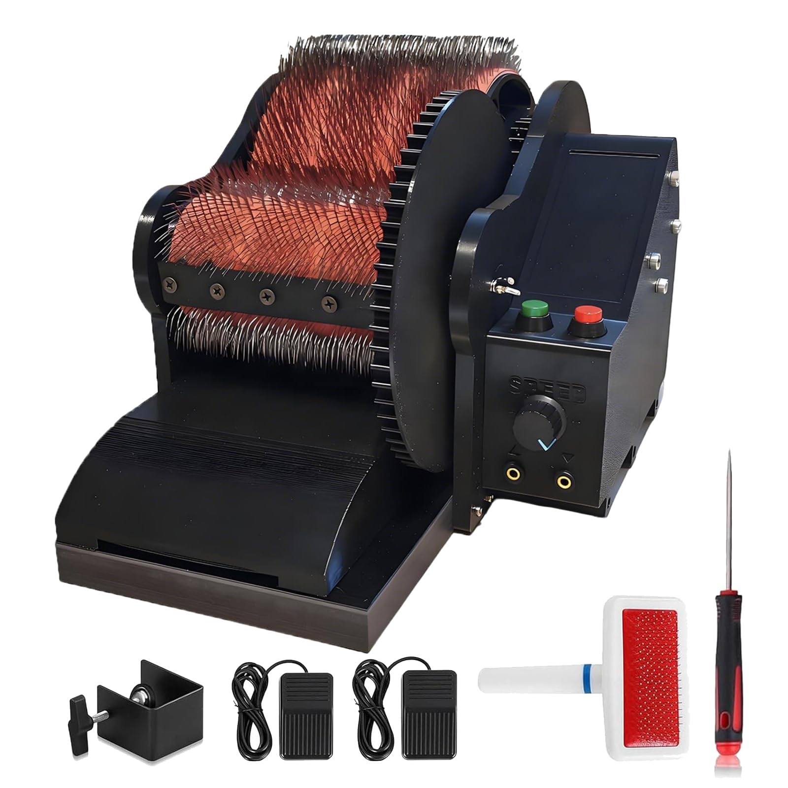 VILA SMO Electric Wool Felt Drum Carder For Diy Craft, Wool Carding Machine, Adjustable Forward And Reverse Speed, Fast Color Mixing, Combing, Spinning, Ideal For Carding Wool Fibers.