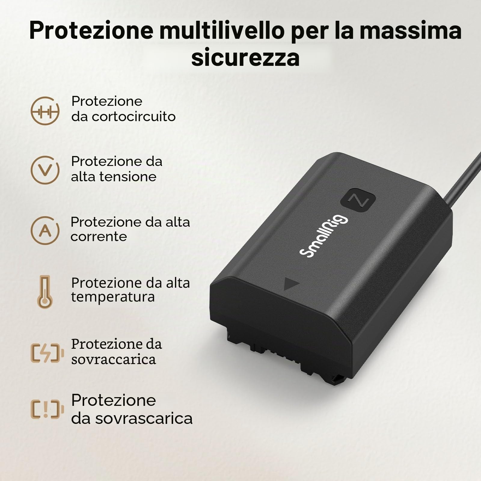 SMALLRIG D-Tap a Batteria Fittizia, Cavo di Alimentazione a Spirale NP-FZ100 per Sony A7 IV,FX30,FX3,A7CII,A7CR,ZV-E1,A6600,A6700,A7R V,A7S III,A7R IV,A7R III,A7 III,A7C,A1,A9, A9II - 4253B