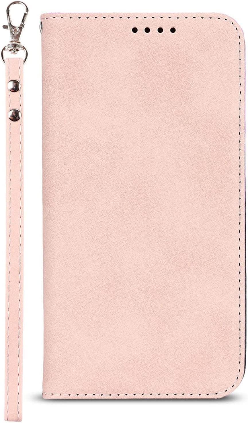 Funda piel sintética iPhone 13 Pro Max elegante con tapa magnética rosa 3