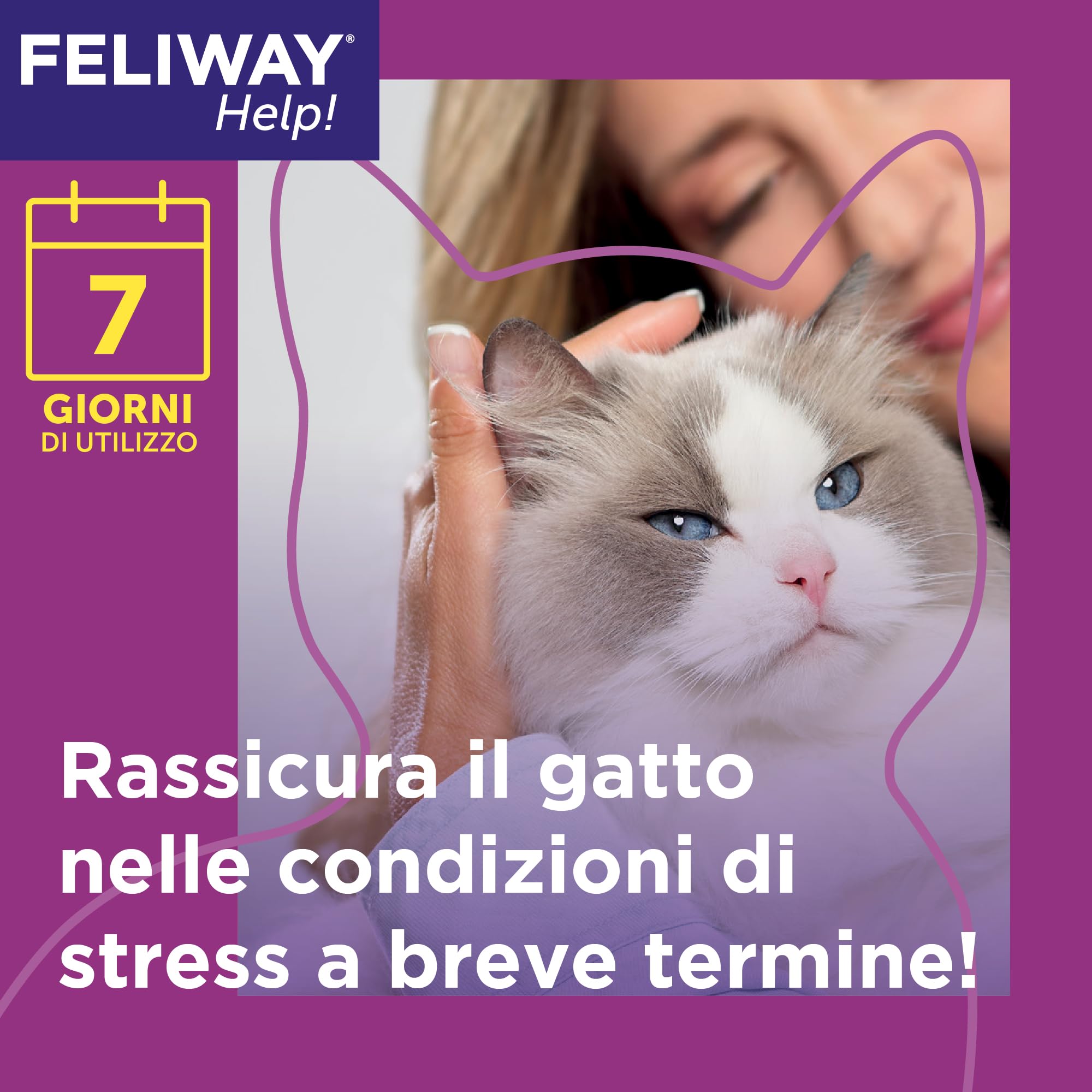 FELIWAY Help! Kit Diffusore Calmante per Gatti – 7 Giorni – Aiuta a tranquillizzare il tuo gatto ogni giorno o in occasioni stressanti. Raccomandato dai veterinari, Clinicamente testato.