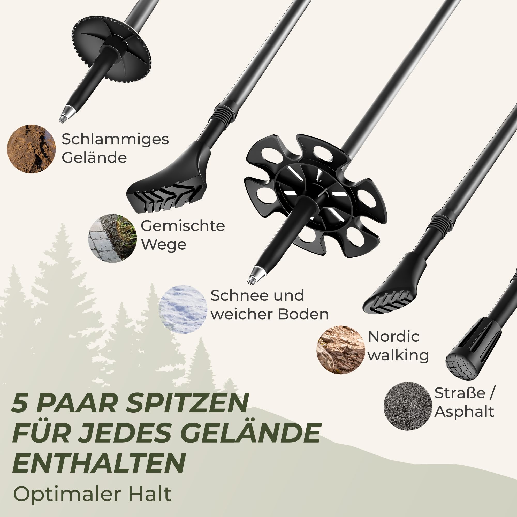 Wanderstöcke Teleskop [Carbon oder Aluminium] - Nordic Walking Stöcke Damen/Herren Ultraleichte - Trekkingstöcke Einstellbar mit Natürlich Kork Griff