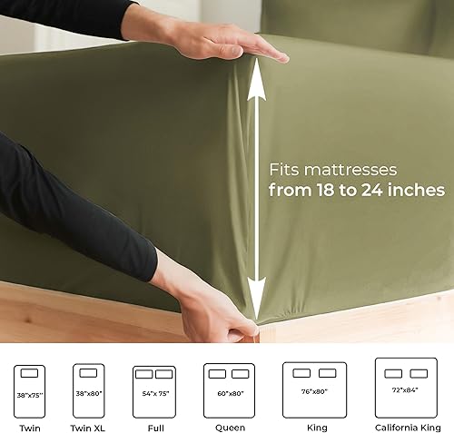 Miniatura 3 de Sábanas de bolsillo extra profundas, juego de sábanas de 7 piezas, sábanas de tamaño King dividido, bolsillo profundo, sábanas de cama extra