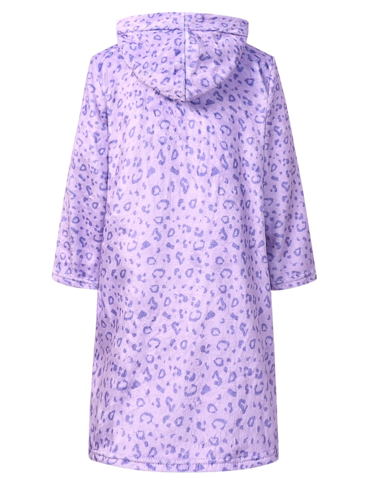 Jxstar Girls Bathrobes Kids Hooded Robes Plush Soft Coral Fleece Leopard Pajamas Sleepwear,Size 6 7