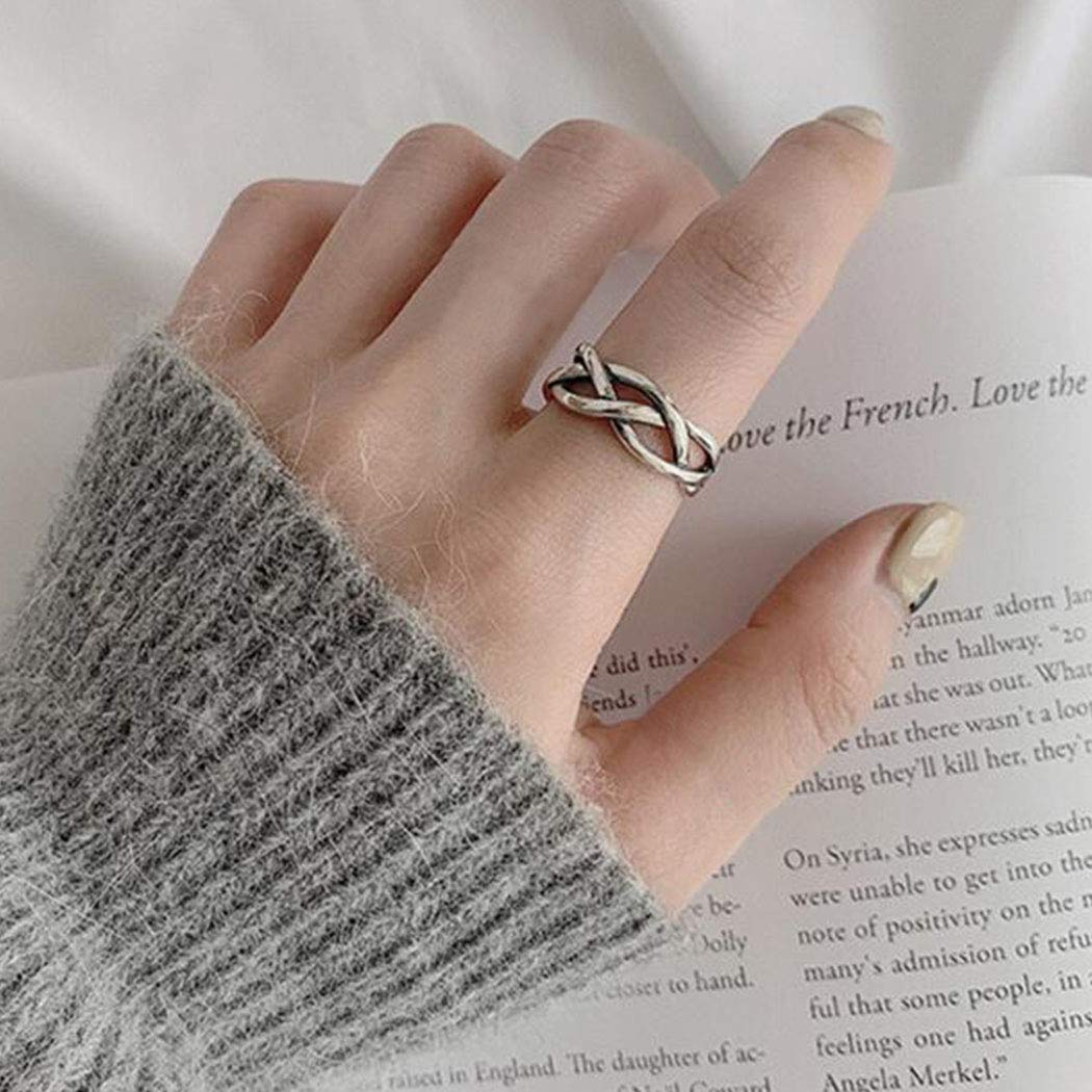 Aukmla Bague de pouce vintage en argent avec nœud celtique réglable pour femme et fille