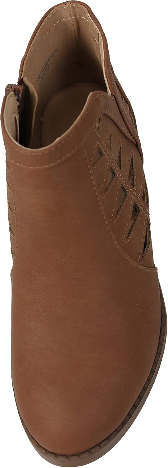 Soda Girl's Triangle Cutout Side Chunky Stacked Heel Ankle Boot