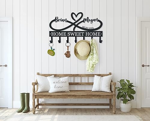 Miniatura 4 de Personalized Key Holder for Wall, Metal Infinity Heart Key Hooks, Key Hooks for Wall, Coat Rack, Custom Name Key Rack, Key Holder Wall Hanging,