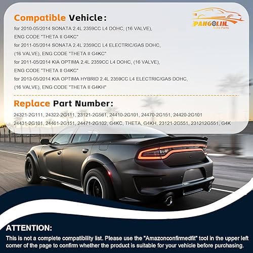 Miniatura 2 de PANGOLIN Kit de cadena de distribución Engranaje de bomba de aceite con piñón de engranaje VVT de 2 piezas para Hyundai Kia Optima Sonta G4KH G4KC