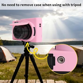 Rieibi Silicone Case for Panasonic Lumix ZS99/TZ99 Camera, Accessories for Panasonic Lumix DC-ZS99/TZ99 Case with 2 Pcs Screen Protectors, Detachable Lens Cover, Pink