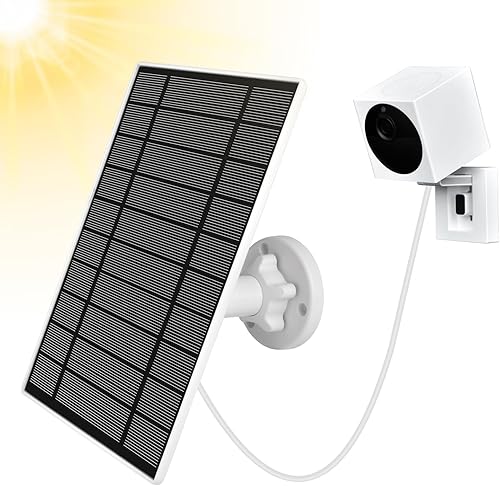 Panel solar compatible con Wyze Battery Cam Pro, Cam Outdoor V1V2, 6W Micro USB o USB Type-C Port Panel solar para cámara de batería recargable