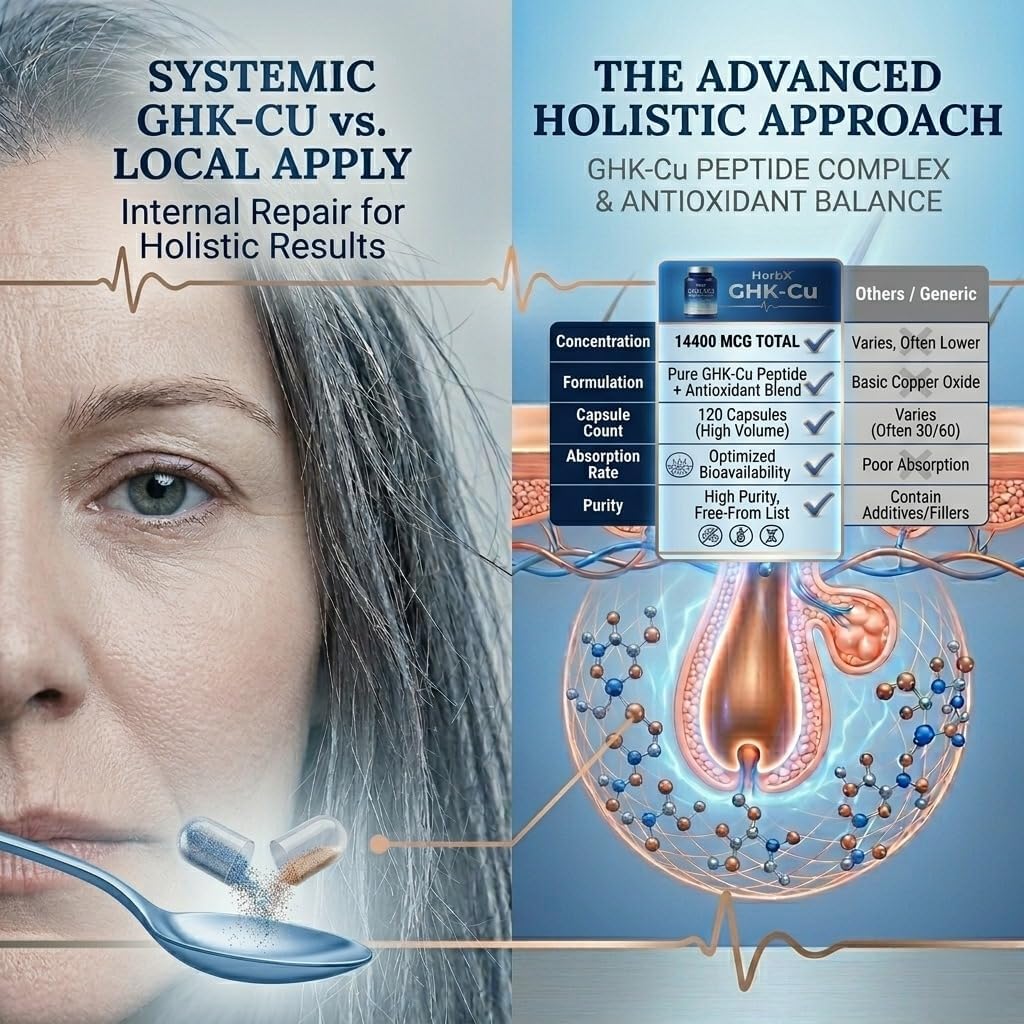 GHK-Cu Copper Peptide Supplement | Systemic Support for Collagen, Skin Elasticity, Hair Thickness & Tissue Repair | (Zinc-Free for Custom Stacking) - 120 Capsules