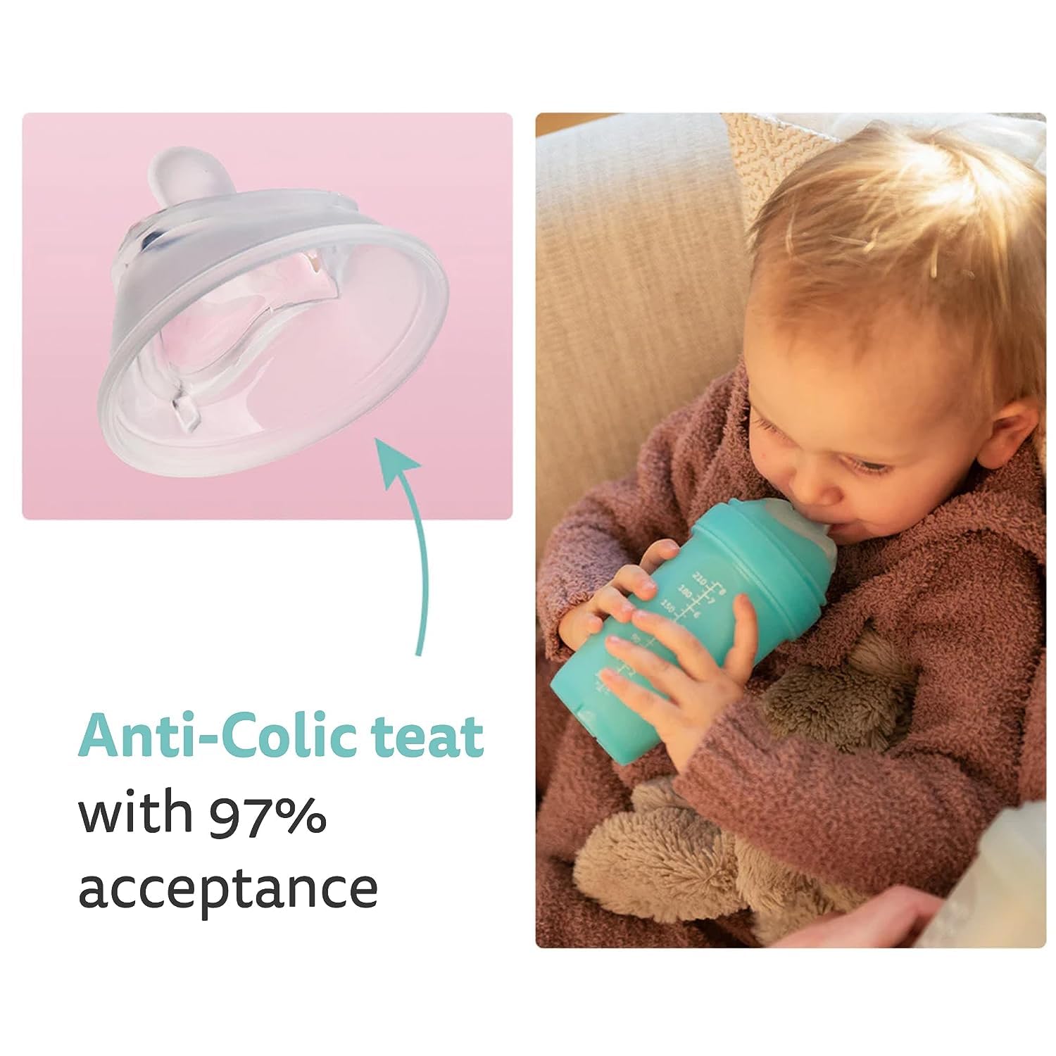 Herobility Double Anti-Colic Baby Bottle – 12 fl oz /340ml with X-Large Size Teats - Bundle