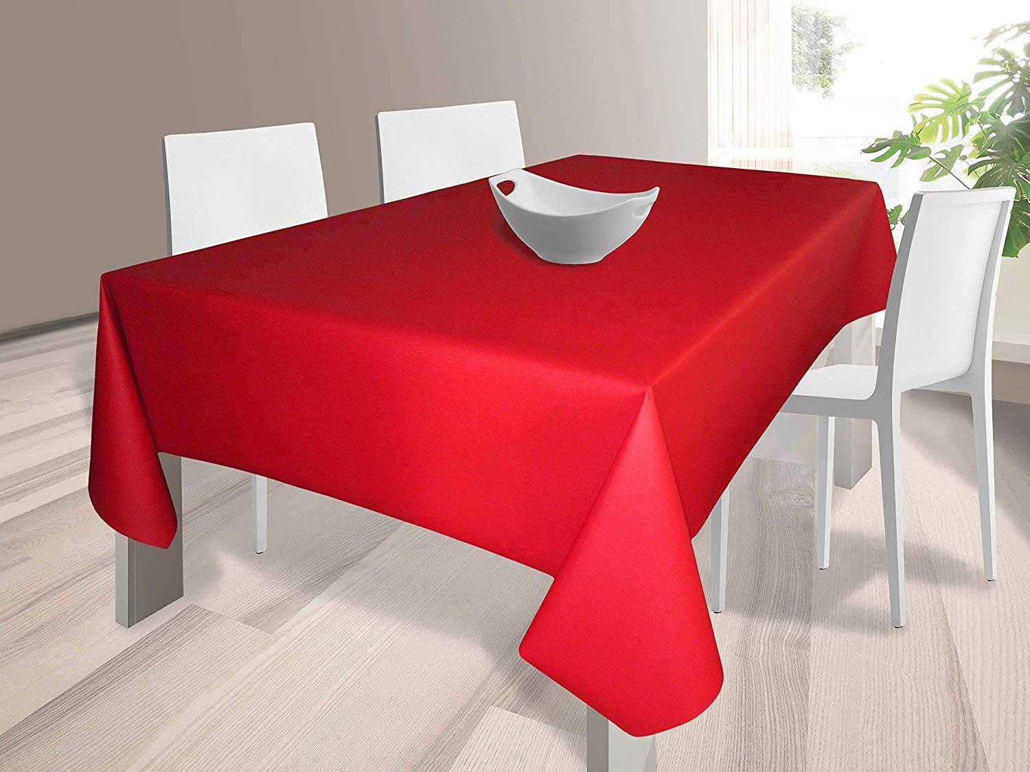 Mantel Tela Resinada Antimanchas Color Rojo Liso (140_x_350_cm)