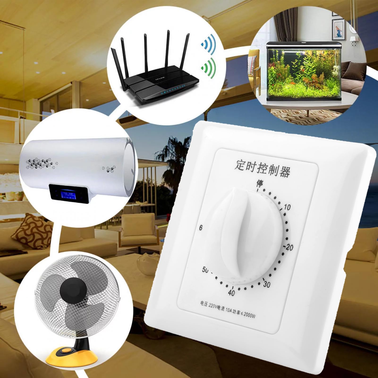 Temporizador Mecánico De Pared - 220V, 15 Minutos Mínimo, Para Controlar Bombas, Luces Y Electrodomésticos