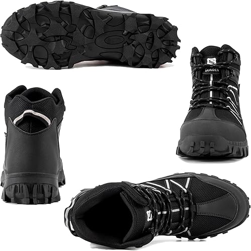 Miniatura 5 de SUADEX Botas con punta de acero para hombres, botas de seguridad para hombres, botas de trabajo con punta de compuesto para hombres, botas de