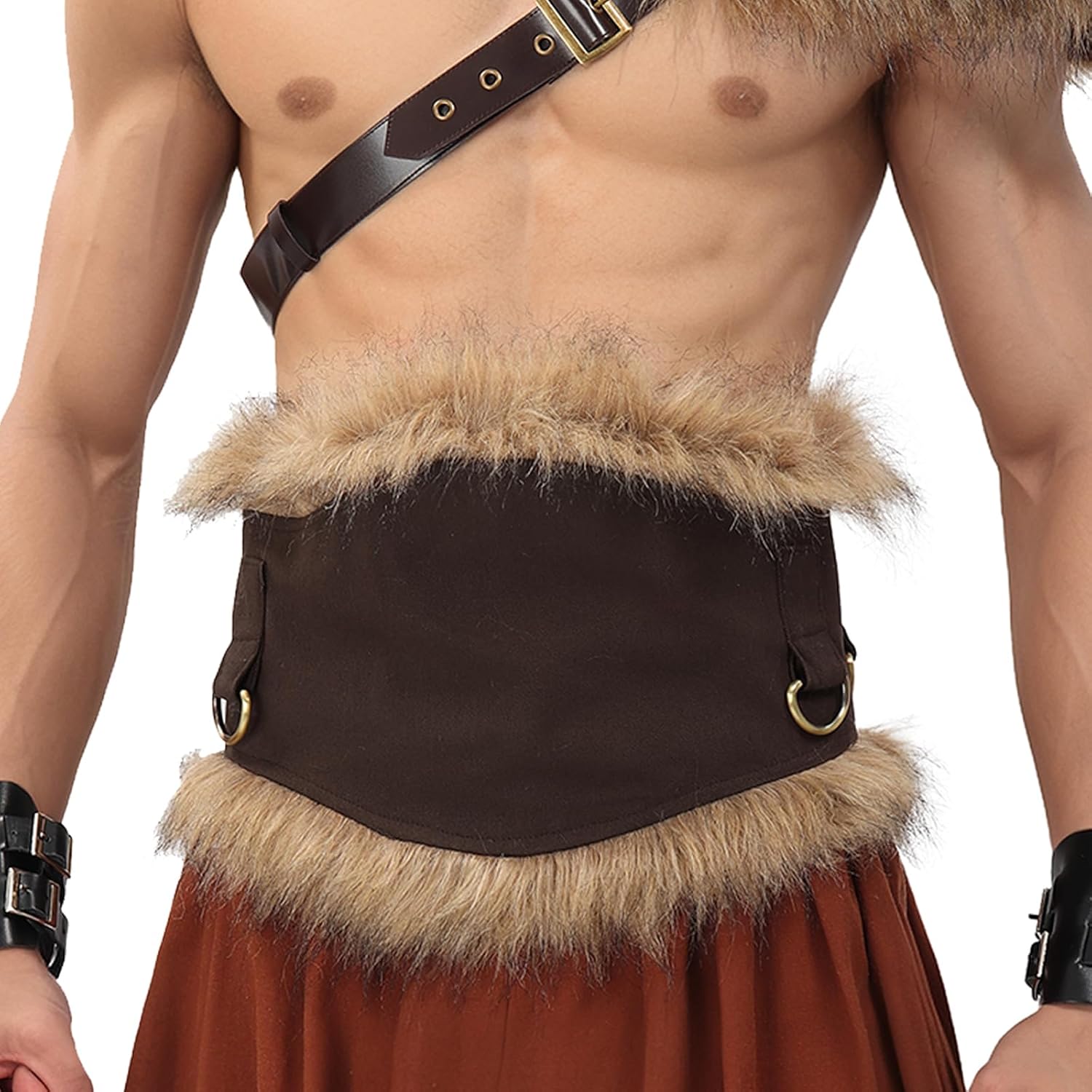 Medieval Faux Fur Wide Belt Vintage Nordic Warrior Corset Waistband Waist Armor Renaissance LARP Cosplay - Image 2
