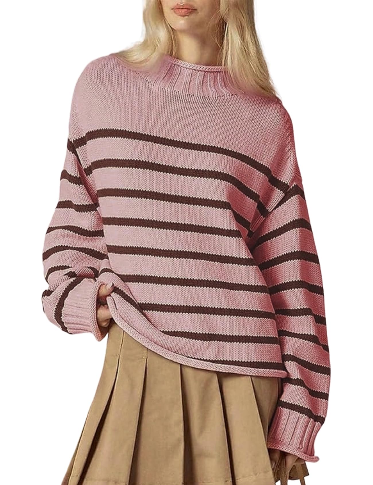 Womens Oversized Rollneck Sweater Casual Cable Knit Long Sleeve Chunky Pullover Sweater Fall Winter Knitwear 2026-image-38