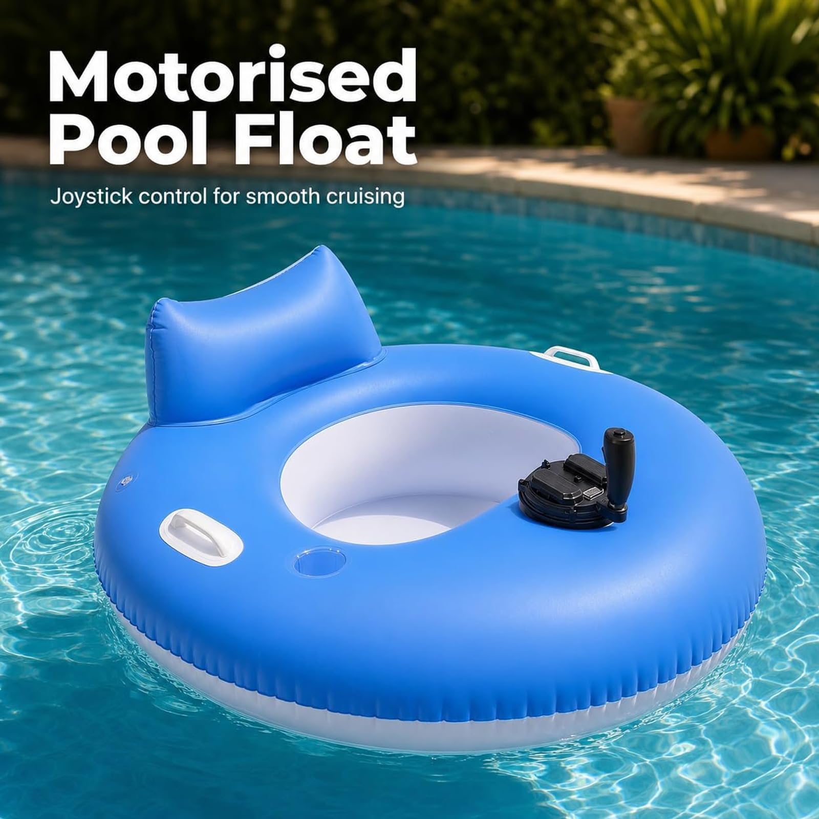 Flotador de Piscina motorizado de 39,76 Pulgadas con Respaldo y portavasos