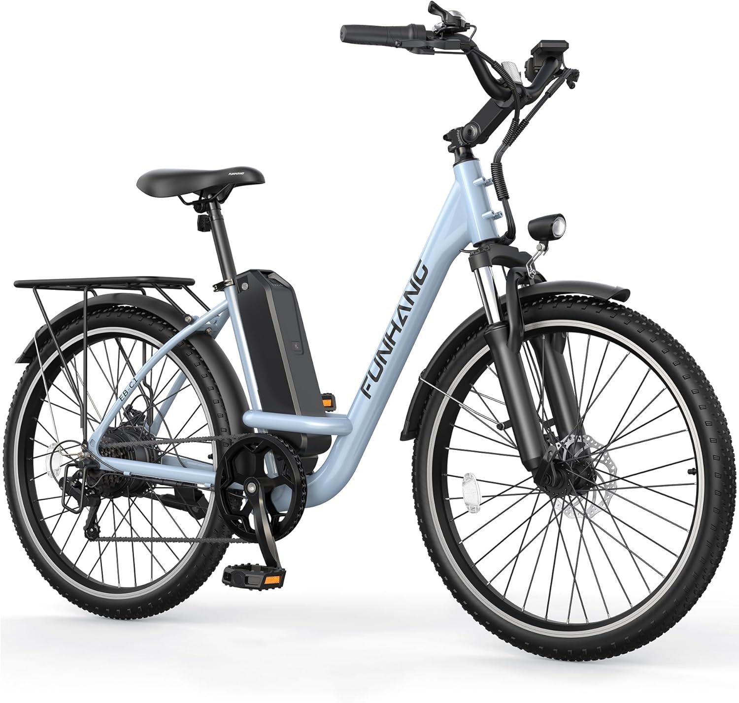 Funhang Electric Bike for Adults, 26" City Cruiser Ebike with 1000W Peak Motor, 21.7MPH 50 Miles Commuter Adult Electric Bicycles with 48V Battery, Adjustable Stem, 7-Speed, UL 2849 Certified