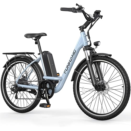 Funhang Electric Bike for Adults, 26" City Cruiser Ebike with 1000W Peak Motor, 21.7MPH 50 Miles Commuter Adult Electric Bicycles with 48V Battery, Adjustable Stem, 7-Speed, UL 2849 Certified