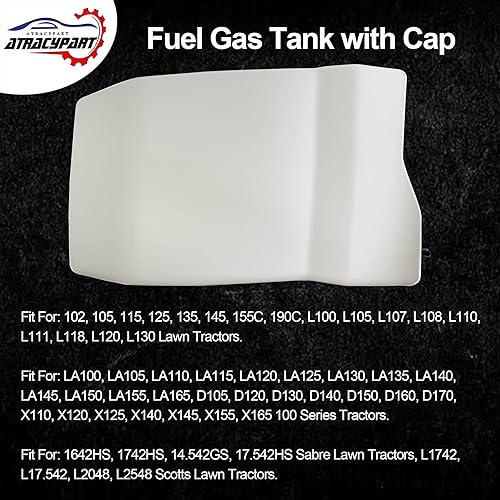 Miniatura 3 de Depósito de combustible con tapa | Compatible con John Deere Scotts Sabre L100 L110 L120 L130 L105 L118 L111 L108 y más | Reemplazar #: GY21876,