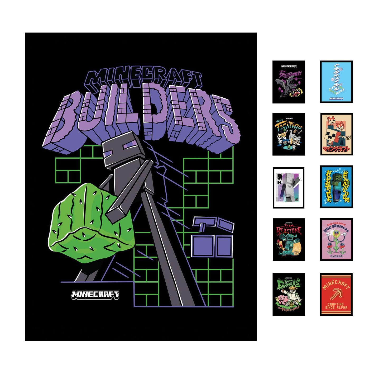Pyramid International Minecraft (Builders) Collector Print (Framed) 30cm x 40cm - A Stunning Artwork to Enhance Your Collection or Living Space, One Size