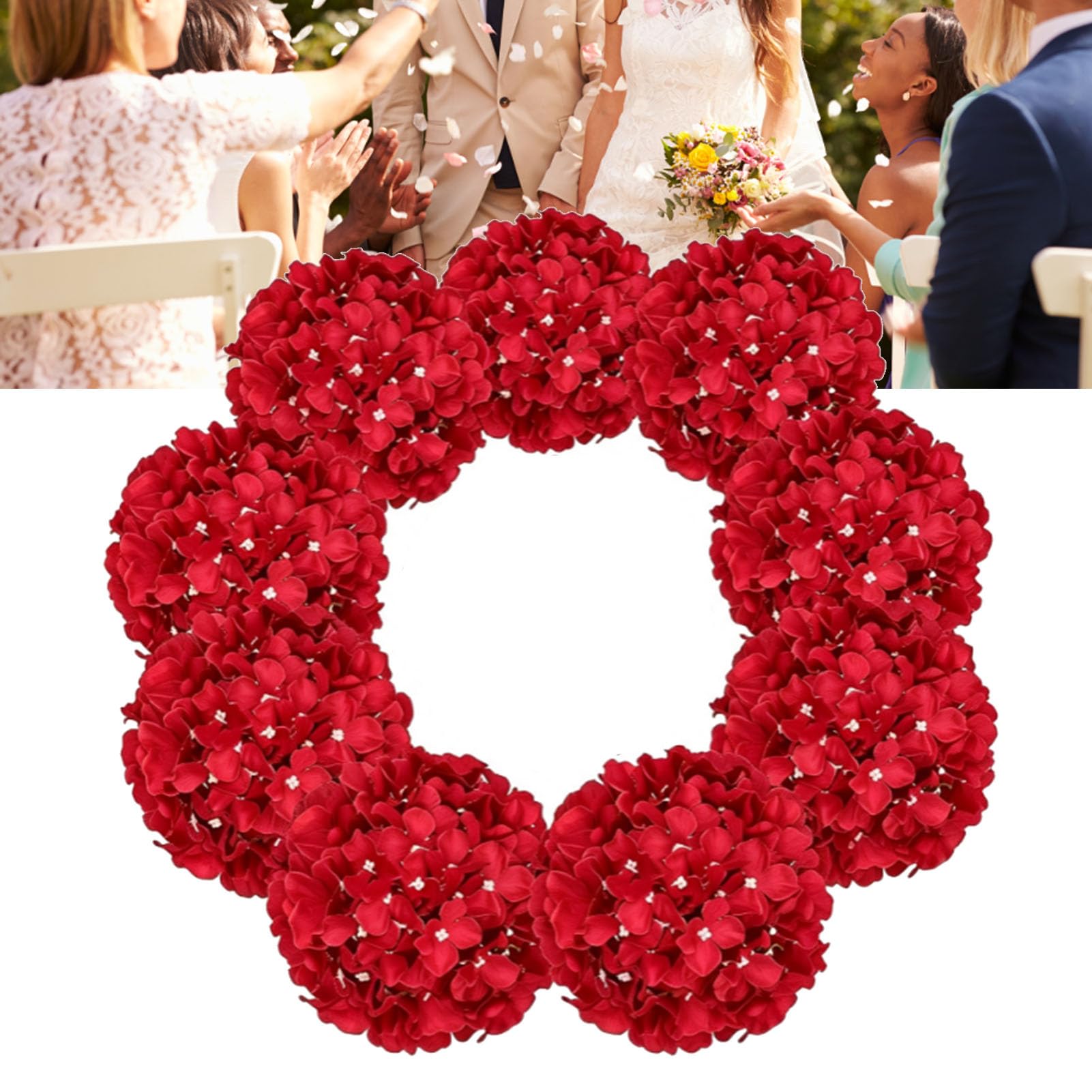 Duokon Paquete de 10 Bolas de Flores de Hortensias Artificiales, Tela