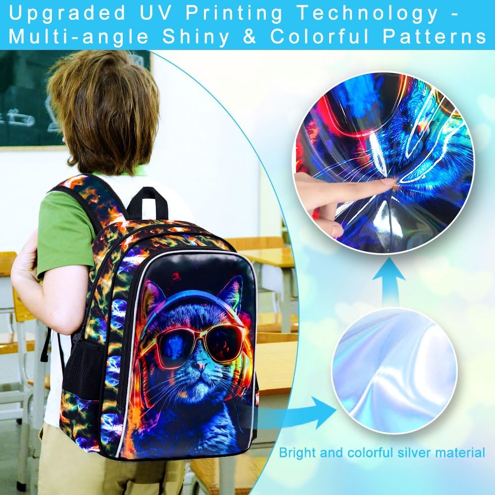 3Pcs Backpack for Boys, 17" Kids Bookbag with Lunch Box, School Backpacks for Elementary Preschool Kindergarten