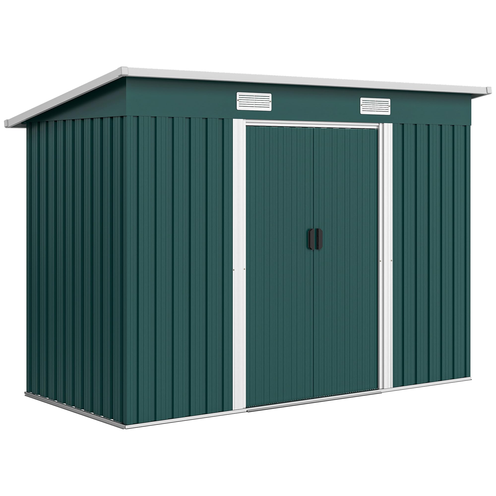 Outsunny Casetta da Giardino con Prese d'Aria 272x134x182 cm Verde Scuro
