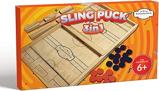 RcheeTech - Large Fast Sling Puck Game | UK Designed | Family games for kids and adults | Wooden board games | Table games and toys includes checkers board game or draughts family board game