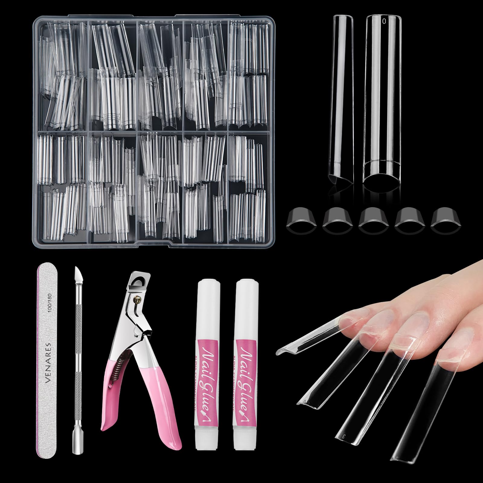 XXL Extra Long No C Curve Square Nail Tips