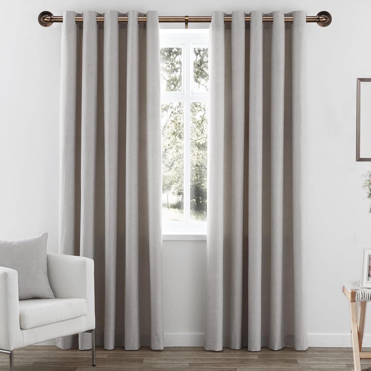 Brass Industrial Pipe Curtain Rod 18 to 88 Inch,1 Inch Diameter Adjustable Wrap Around Curtain Rod,Metal Window Treatment Rods,Ideal as Your Kitchen,Bedroom,Outdoor Patio Etc