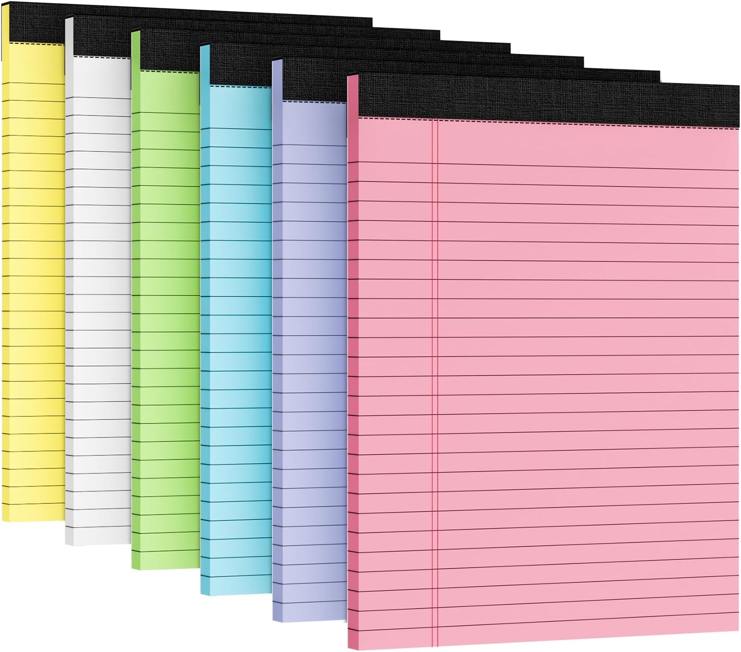6 Packs Legal Pads 8.5 x 11 Inch, 30Sheets/Pack, College Ruled & Perforated Colored Writing Pads, Pads of Paper 8.5 x 11, Lined Note Pads with Sturdy Backing for Office, Business & School Supplies