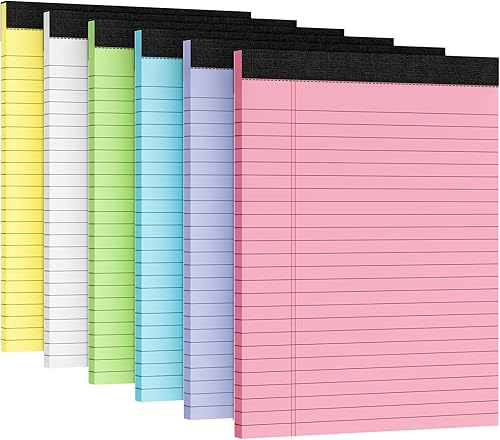 Miniatura 10 de Paquete de 2 blocs legales de 8.5 x 11 pulgadas, 50 hojas/paquete, blocs de escritura blancos con rayas universitarias y perforadas, blocs de papel