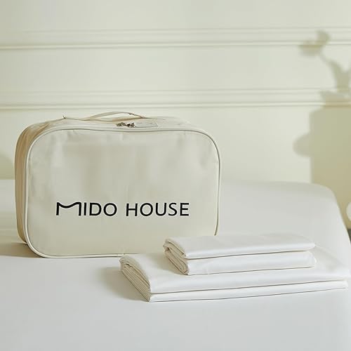 Miniatura 6 de Juego de sábanas de algodón egipcio tamaño Queen, sábanas crujientes de 600 hilos, sábanas de lujo de percal de fibra larga, juego de 4 piezas con