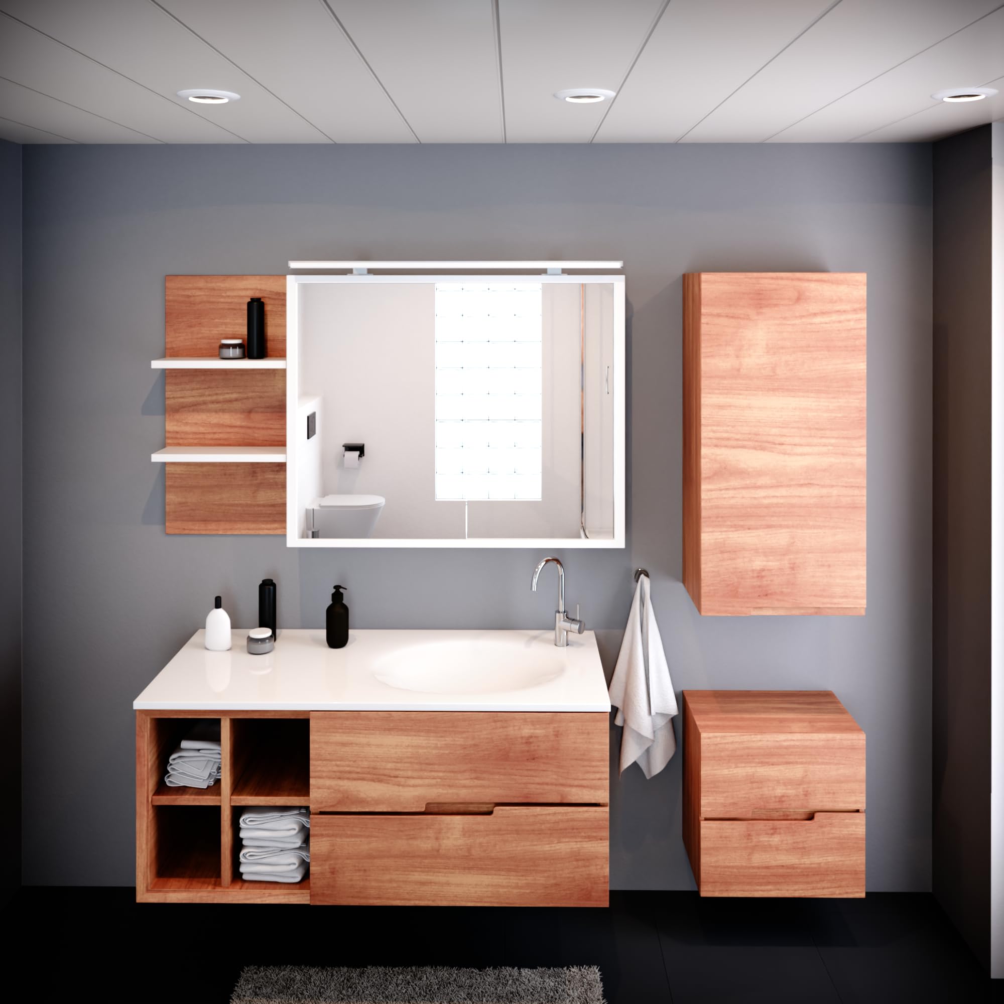 kalb Lumenia, LED Spiegelleuchte, LED Badezimmerleuchte, 100cm Spiegellampe, IP44, chrom, Spiegel & Schrankmontage, energiesparend, blendfrei, 230VAC, zwei Montagefüße, extra stabil (Neutralweiß)