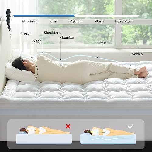 Miniatura 3 de Choc chick Cubrecolchón de espuma viscoelástica de 3.5 pulgadas, tamaño King, doble capa de gel refrescante de 2 pulgadas, espuma viscoelástica más