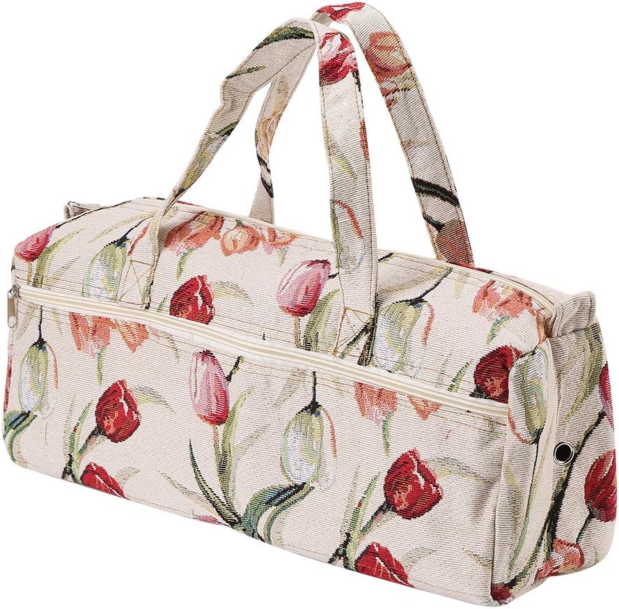 Large Fabric Knitting Needles Bag,Household Yarn Storage Tote Organizer Knitting Tools Storage Bag for Knitting Needles and Accessories(rose red)