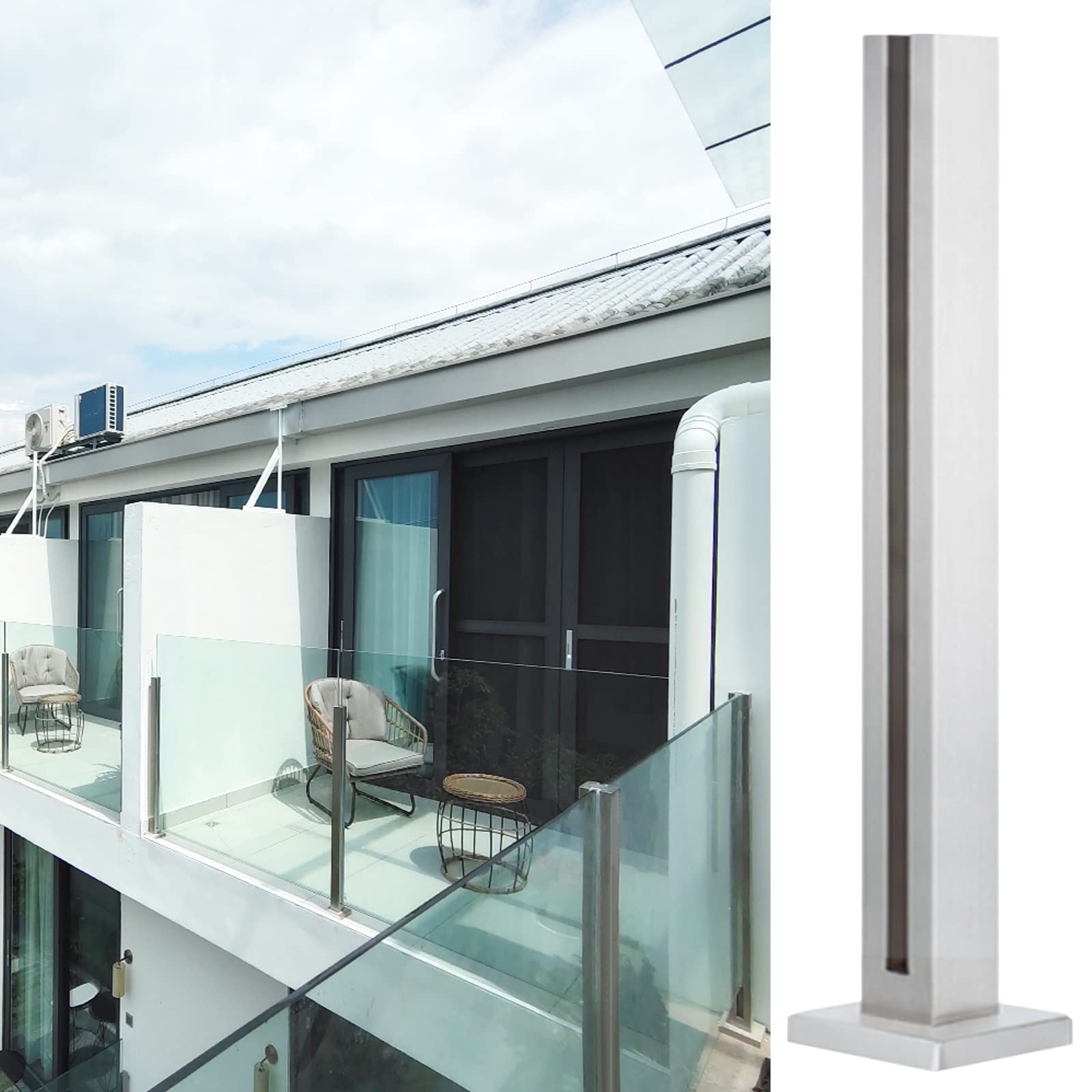 Poteau de balustrade pour sécuriser une terrasse en hauteur avec poteau d'angle robuste
