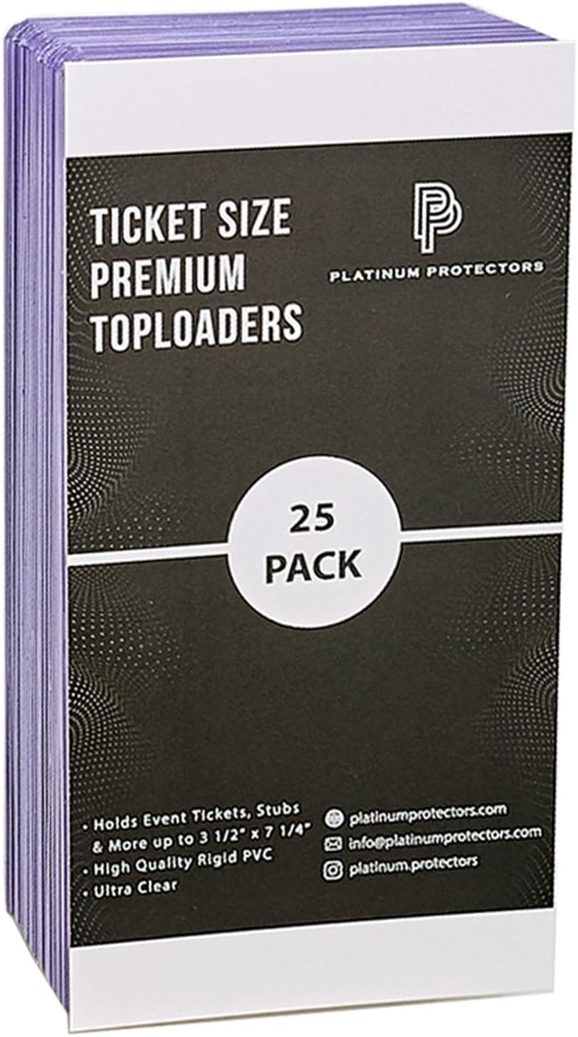 Platinum Protectors 3.5"x7.25" Ticket Toploaders (100-Count) Rigid Holders for Sports Events, Stubs, Concerts Oversize 3x7 Hard Plastic Sleeves