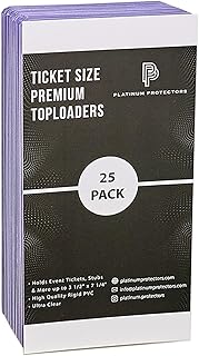 Platinum Protectors 3.5"x7.25" Ticket Toploaders (25-Count) Rigid Holders for Sports Events, Stubs, Concerts Oversize 3x7 Hard Plastic Sleeves