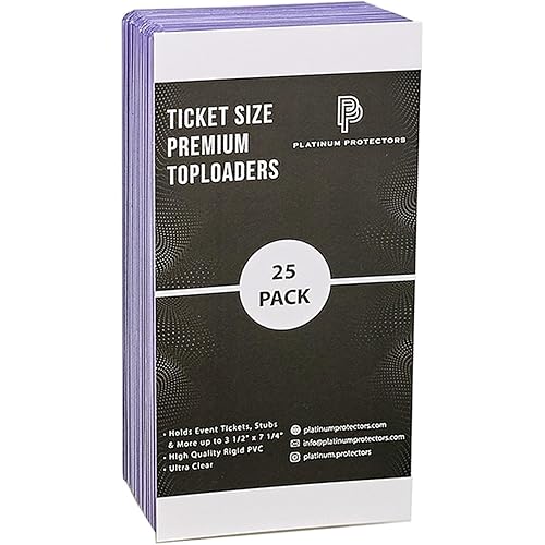 3.5"x7.25" Ticket Toploaders (25-Count) Rigid Holders for Sports Events, Stubs, Concerts Oversize 3x7 Hard Plastic Sleeves
