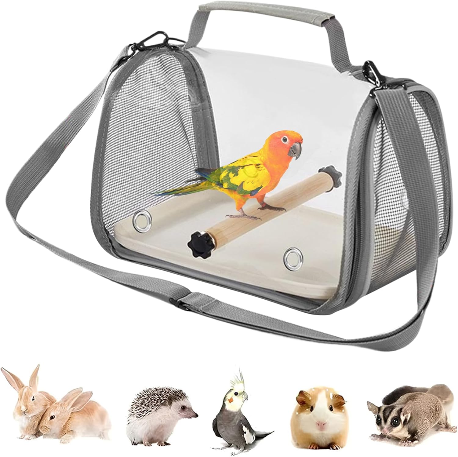 Gabbia da viaggio per uccelli, trasportino compatto per uccelli, zaino leggero per canarini, fringuelli, parrocchetti, ara, criceti, animali domestici all’aperto e interni