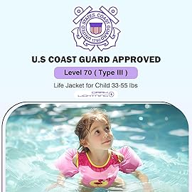 Dark Lightning Coast Guard Approved Kids Life Jacket/Toddler Swim Vest,Toddler Floaties Boys and Girls Age 2/3/4/5/6/7 Years Old, 30-50 Pounds Children Water Wings Arm Floaties (Dinosaur)